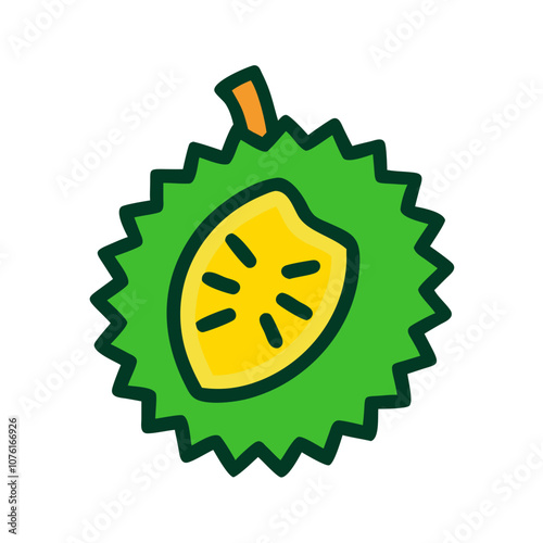 durian icon, fruits vector icon - simple vector illustration of a durian, in a simple and clean style, suitable for food and health themes. fruits flat illustration.