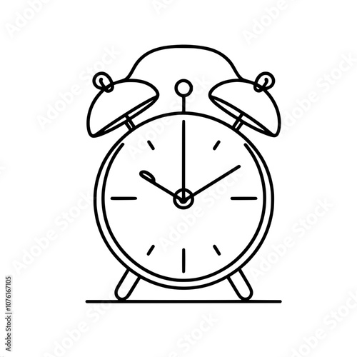 Minimalist line art alarm clock design on beige background