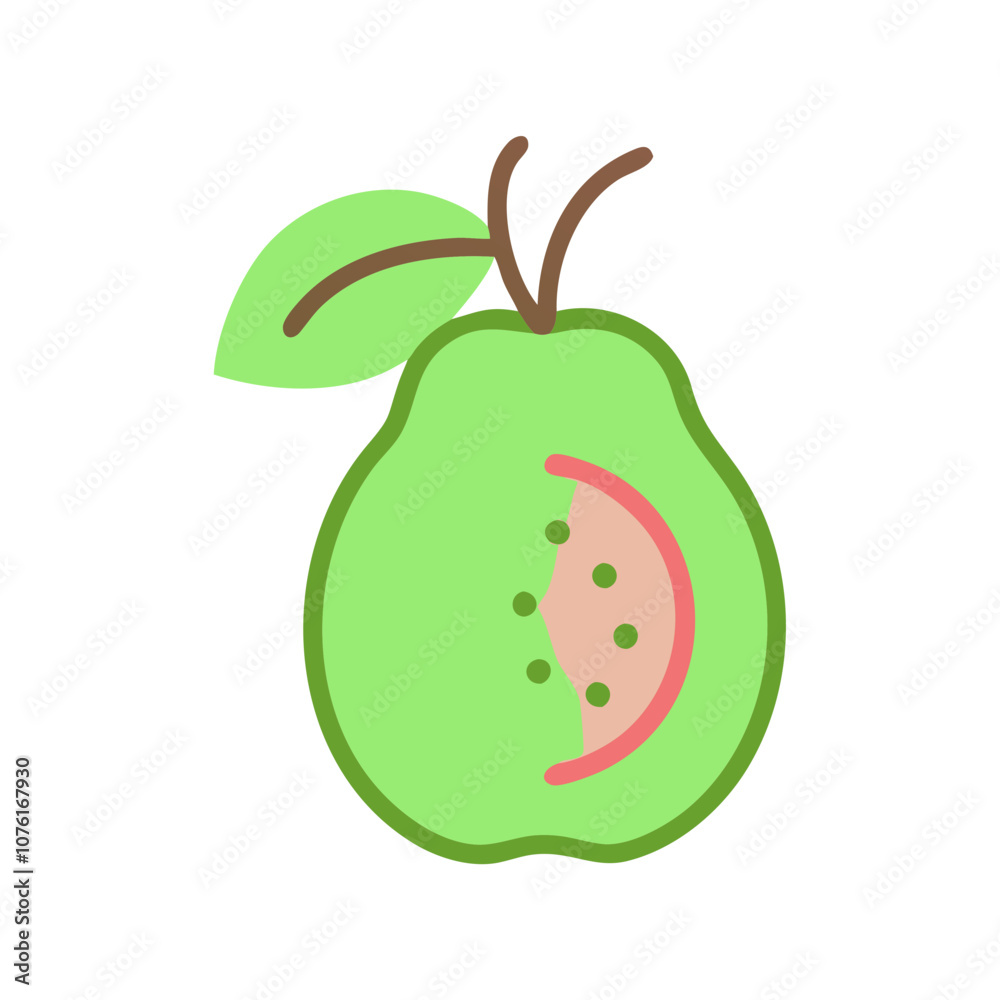 Obraz premium guava icon, fruits vector icon - simple vector illustration of a guava, in a simple and clean style, suitable for food and health themes. fruits flat illustration.