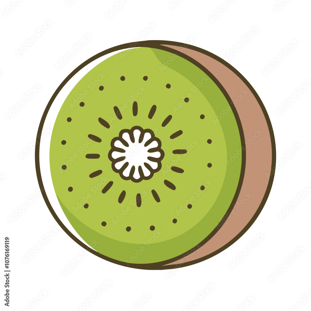kiwi icon, fruits vector icon - simple vector illustration of a kiwi, in a simple and clean style, suitable for food and health themes. fruits flat illustration.
