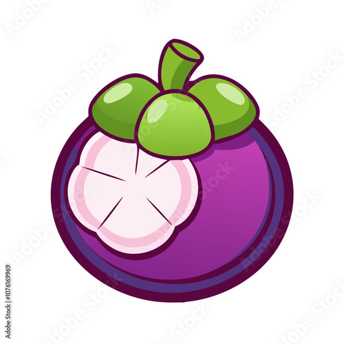 mangosteen icon, fruits vector icon - simple vector illustration of a mangosteen, in a simple and clean style, suitable for food and health themes. fruits flat illustration.