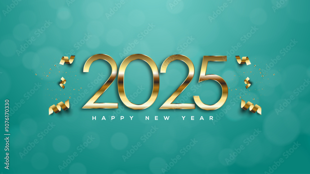 Naklejka premium Happy New Year 2025