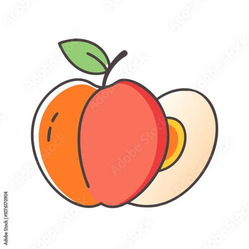 nectarine icon, fruits vector icon - simple vector illustration of a nectarine, in a simple and clean style, suitable for food and health themes. fruits flat illustration.