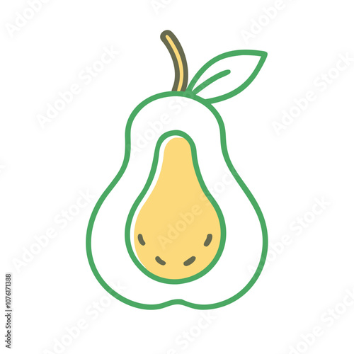 pear icon, fruits vector icon - simple vector illustration of a pear, in a simple and clean style, suitable for food and health themes. fruits flat illustration.