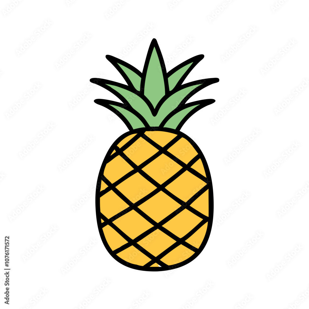 Obraz premium pineapple icon, fruits vector icon - simple vector illustration of a pineapple, in a simple and clean style, suitable for food and health themes. fruits flat illustration.