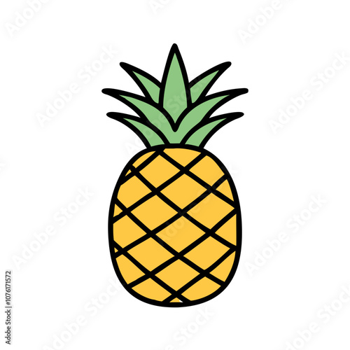 pineapple icon, fruits vector icon - simple vector illustration of a pineapple, in a simple and clean style, suitable for food and health themes. fruits flat illustration.