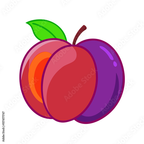 plum icon, fruits vector icon - simple vector illustration of a plum, in a simple and clean style, suitable for food and health themes. fruits flat illustration.