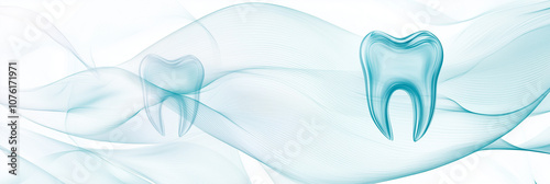 An artistic representation of an abstract background that prominently features a tooth. The swirling patterns and vibrant colors create a visually striking effect