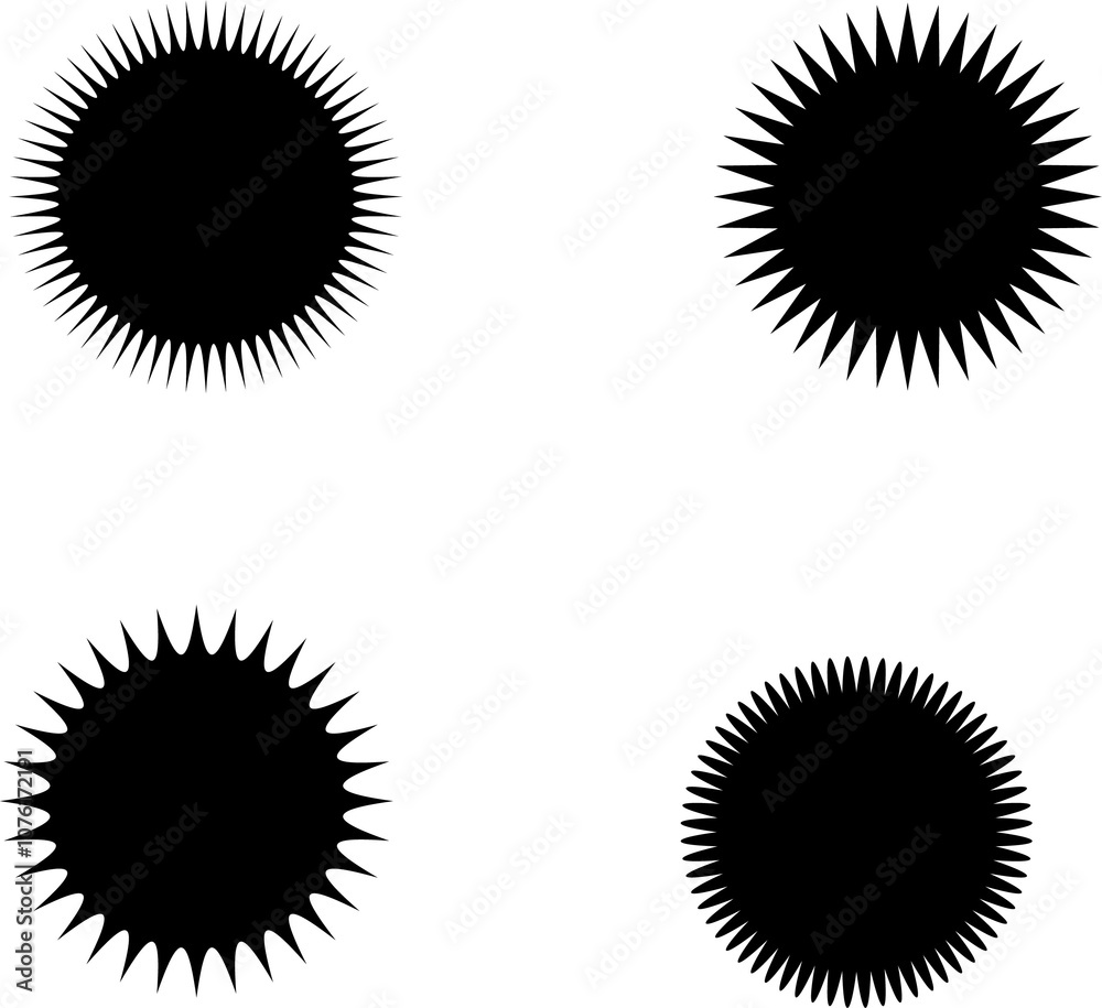 Fototapeta premium Wavy edge circle sticker. Star burst shape tags for price.