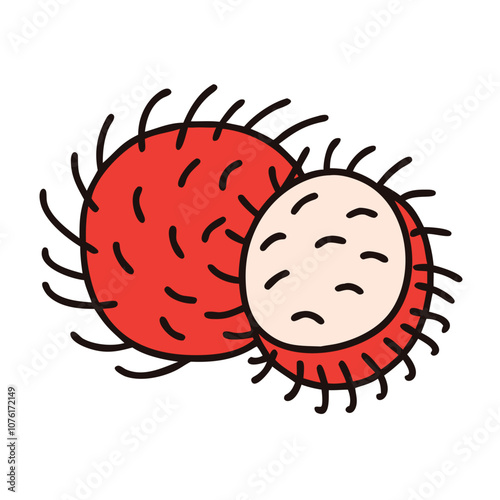 rambutan icon, fruits vector icon - simple vector illustration of a rambutan, in a simple and clean style, suitable for food and health themes. fruits flat illustration.