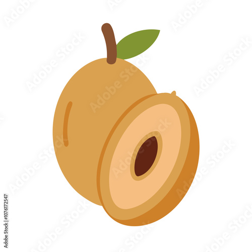 sapodilla icon, fruits vector icon - simple vector illustration of a sapodilla, in a simple and clean style, suitable for food and health themes. fruits flat illustration.