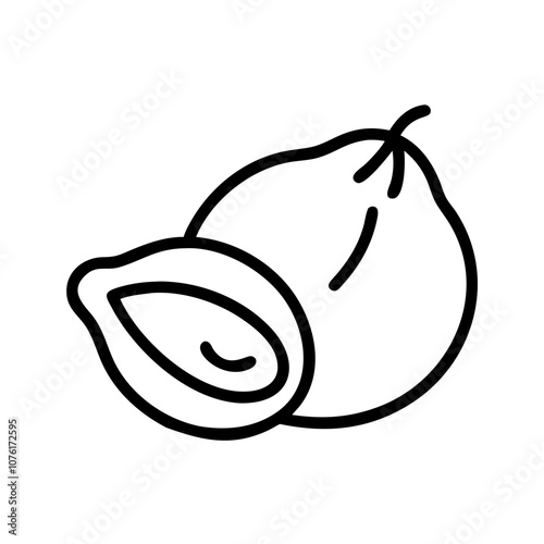 sapodilla icon, fruits vector icon - simple vector illustration of a sapodilla, in a simple and clean style, suitable for food and health themes. fruits flat illustration.