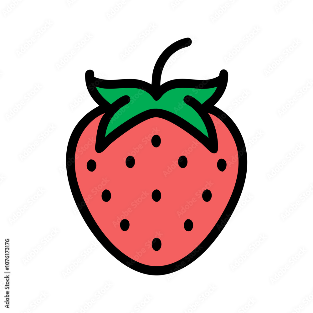 Obraz premium strawberry icon, fruits vector icon - simple vector illustration of a strawberry, in a simple and clean style, suitable for food and health themes. fruits flat illustration.