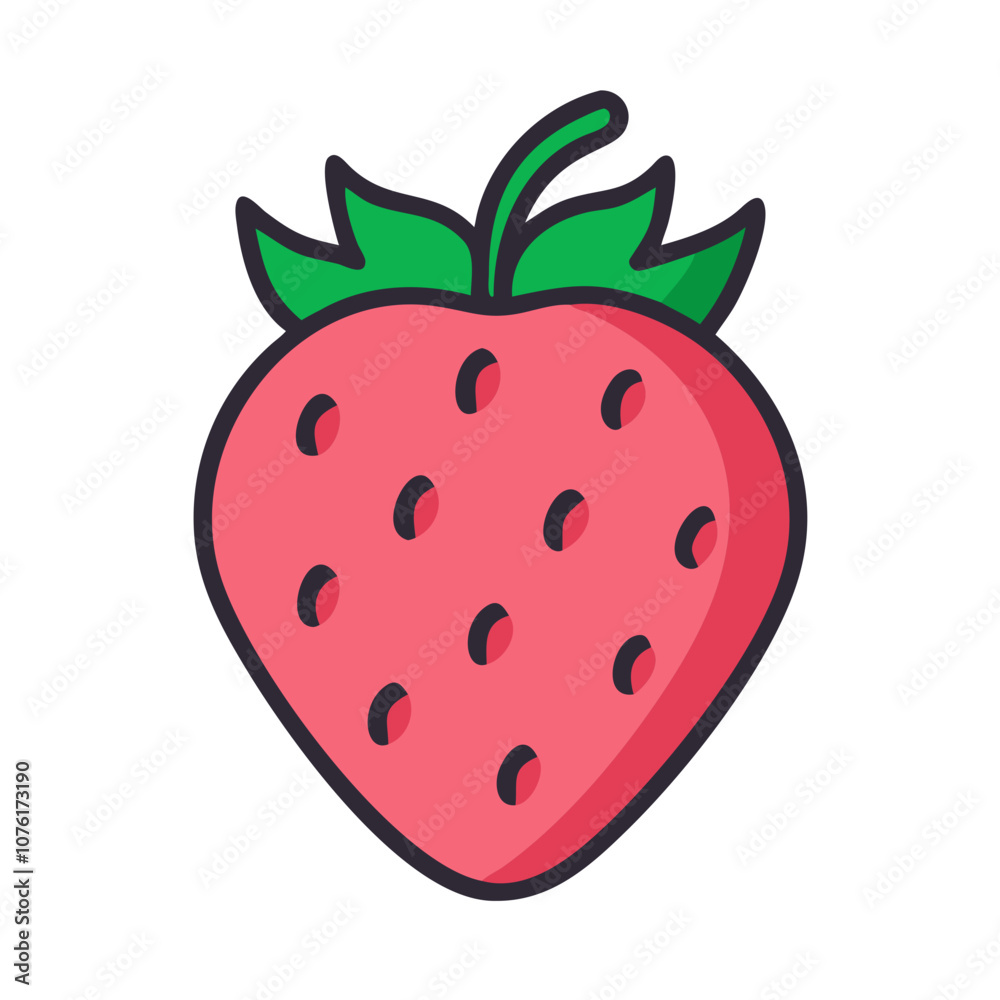 Obraz premium strawberry icon, fruits vector icon - simple vector illustration of a strawberry, in a simple and clean style, suitable for food and health themes. fruits flat illustration.