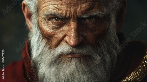 Closeup Portrait of an Old Man with a Long White Beard