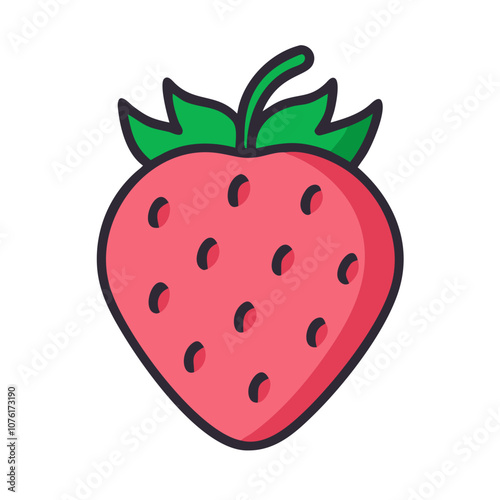 strawberry icon, fruits vector icon - simple vector illustration of a strawberry, in a simple and clean style, suitable for food and health themes. fruits flat illustration.