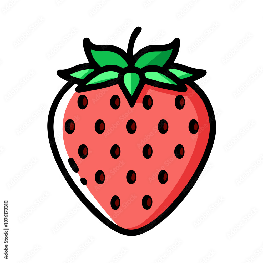 Obraz premium strawberry icon, fruits vector icon - simple vector illustration of a strawberry, in a simple and clean style, suitable for food and health themes. fruits flat illustration.
