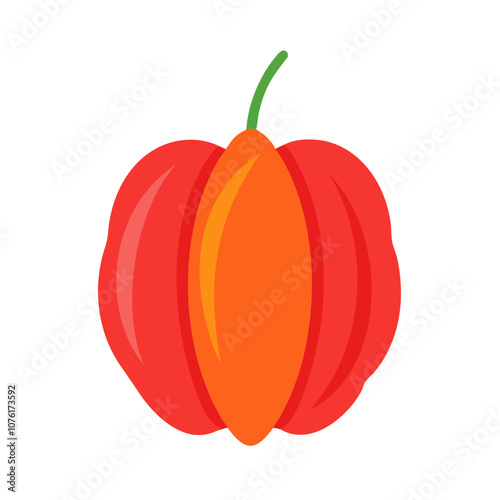 surinam cherry icon, fruits vector icon - simple vector illustration of a surinam cherry, in a simple and clean style, suitable for food and health themes. fruits flat illustration.