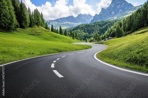 Winding Road Through Majestic Mountains