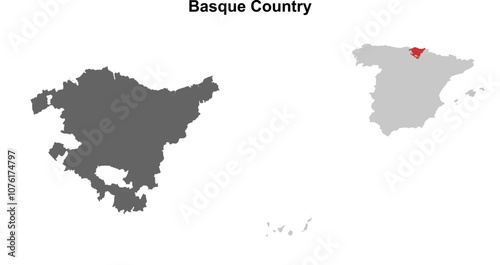 Basque Country blank outline map set photo