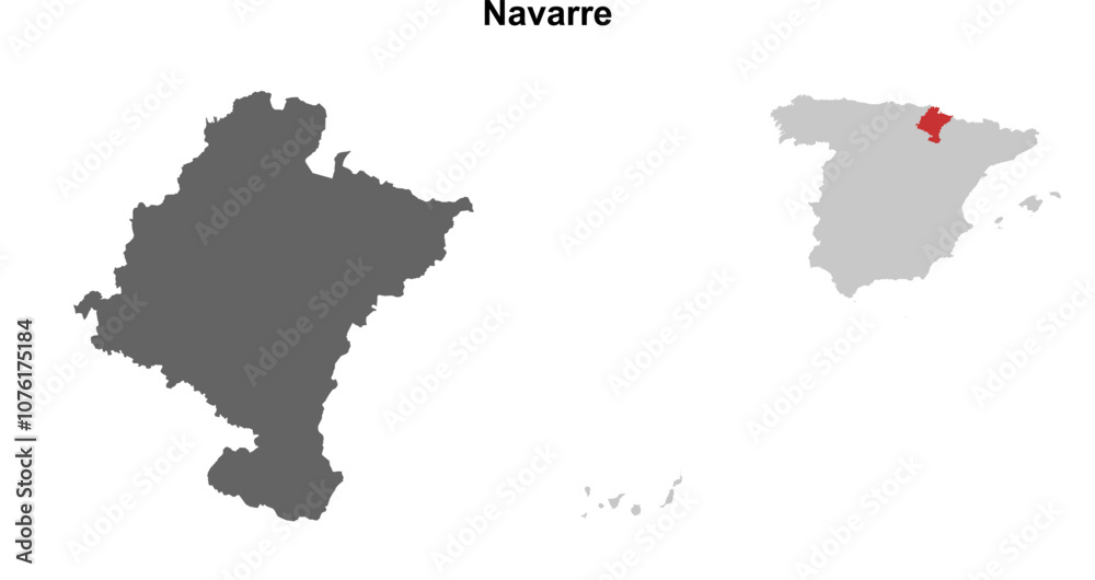Fototapeta premium Navarre blank outline map set