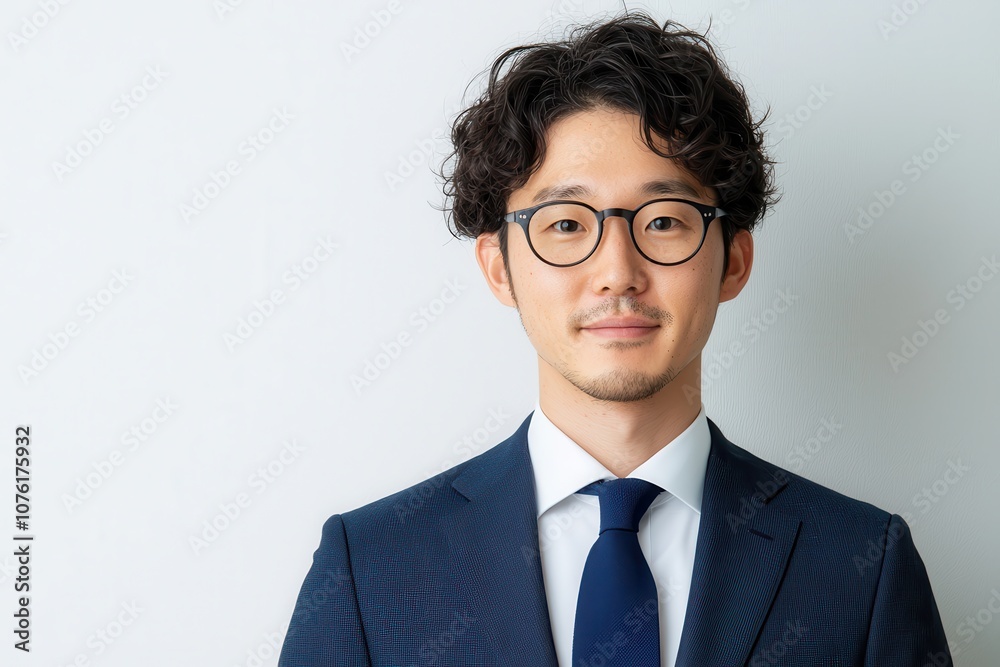 Confident Asian Man in Business Suit and Glasses, Ready for Success Confident Asian Man in Business Suit and Glasses, Ready for Success