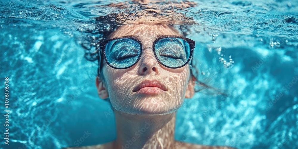 Naklejka premium Woman swimming in pool