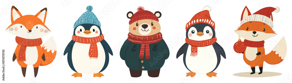 winter animal character png cut out element set winter animal character png cut out element set