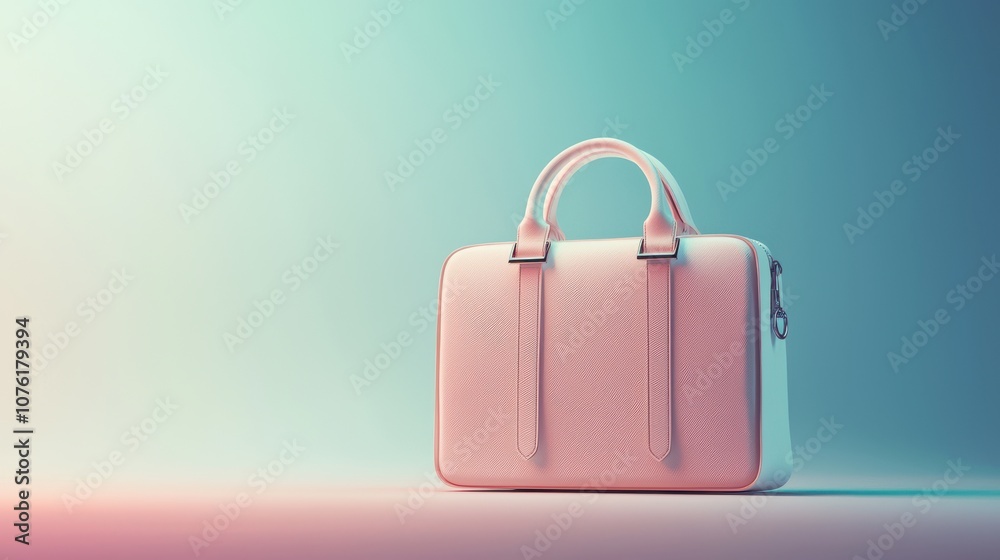 Elegant 3D Render of a Professional Soft Pink Bag Displayed Against a Gradual Color Background Ideal for Promotional and Advertising Purposes Elegant 3D Render of a Professional Soft Pink Bag Displayed Against a Gradual Color Background Ideal for Promotional and Advertising Purposes