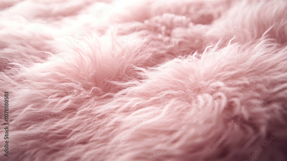 Fototapeta premium Pink fur or wool background highlights an abstract soft fluffy texture, creating a serene atmosphere. This image of sheep fur offers ample copy space for your design needs.