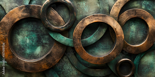 Intricate Metal Rings: Abstract Art Background 