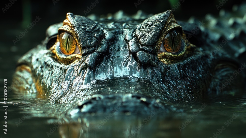 Obraz premium Close-up of a Crocodile's Eye in Water