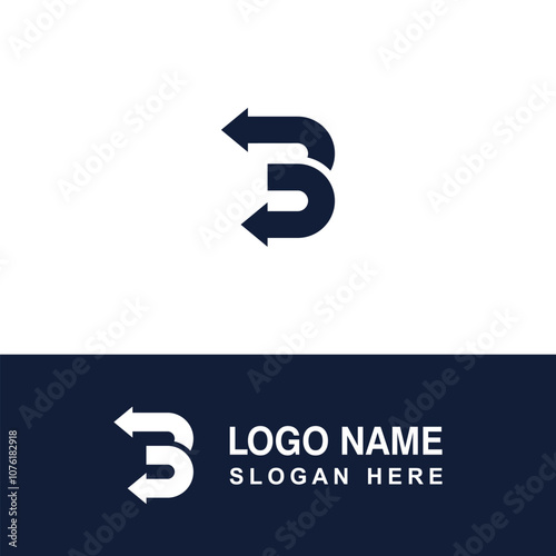 B logo vector design with arrow concept.