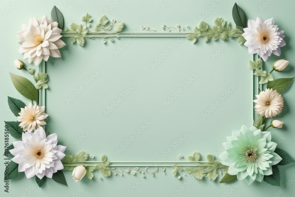Fototapeta premium green framework of flowers for photo or congratulation