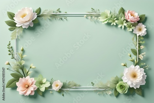 green framework of flowers for photo or congratulation