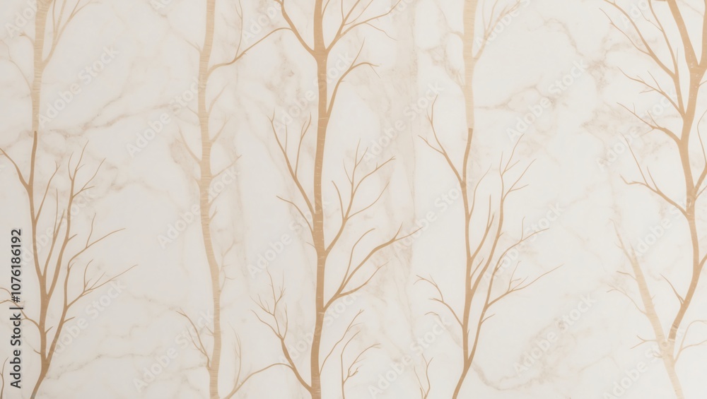 Fototapeta premium Elegant Marble Background with Delicate Branch Patterns, Featuring Subtle Earthy Tones That Enhance a Calming and Natural Atmosphere for Interior Design Projects