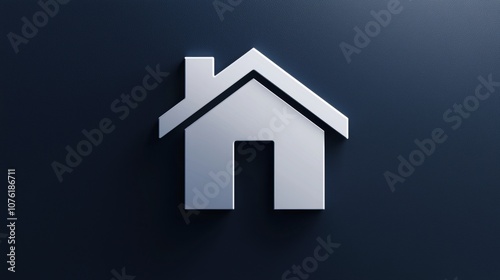 Clean house icon with sharp edges on a solid navy background