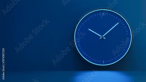 Wallpaper Mural This modern wall clock features a bright blue design, perfect for adding a contemporary touch to any space, Ideal for use in home decor, office environments, or digital projects, Torontodigital.ca