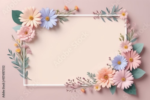 Wallpaper Mural pastel color flower frame, floral design, flower border Torontodigital.ca