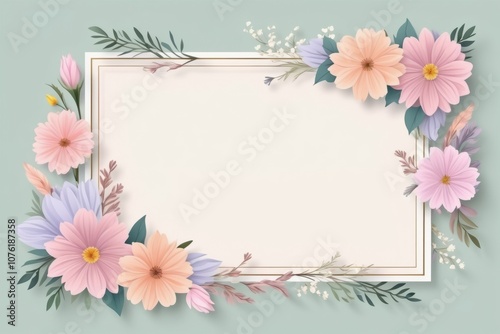 white blue color flower frame, floral design, flower border