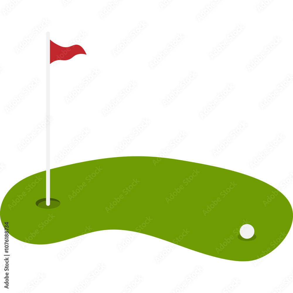 Golf Field Flag Red Grass Golf Field Flag Red Grass
