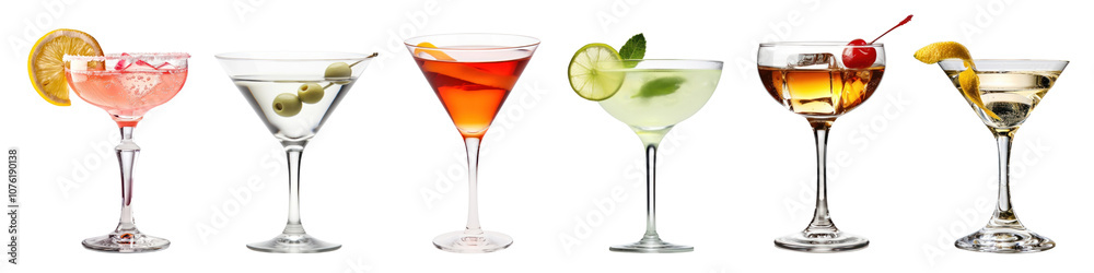 Cocktail drinks png cut out element set Cocktail drinks png cut out element set