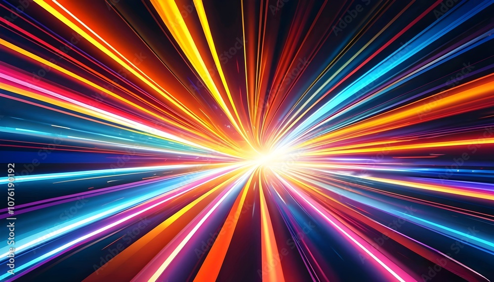Colorful Abstract Rainbow Explosion with Speeding Motion and Bright Rays Colorful Abstract Rainbow Explosion with Speeding Motion and Bright Rays