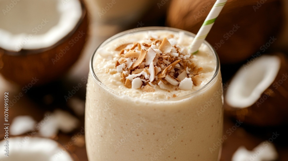 Coconut Smoothie with Toasted Coconut Flakes Coconut Smoothie with Toasted Coconut Flakes