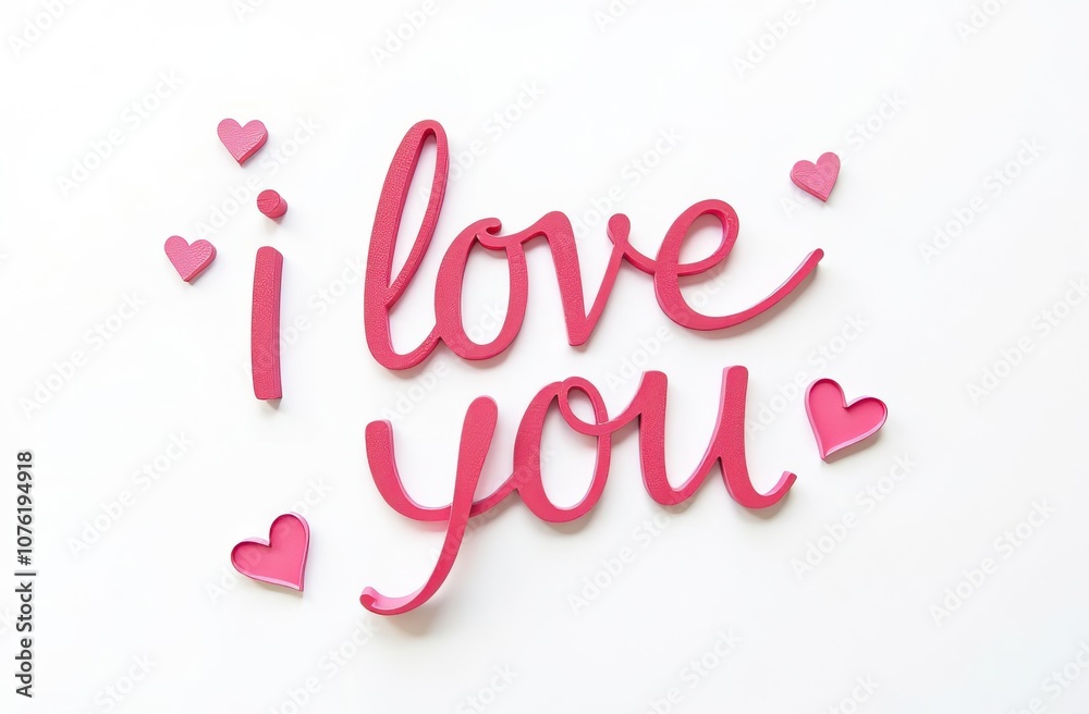 I Love You Creative Lettering with Beautiful Hearts and Artistic Designs and Styles, white background, copy space I Love You Creative Lettering with Beautiful Hearts and Artistic Designs and Styles, white background, copy space