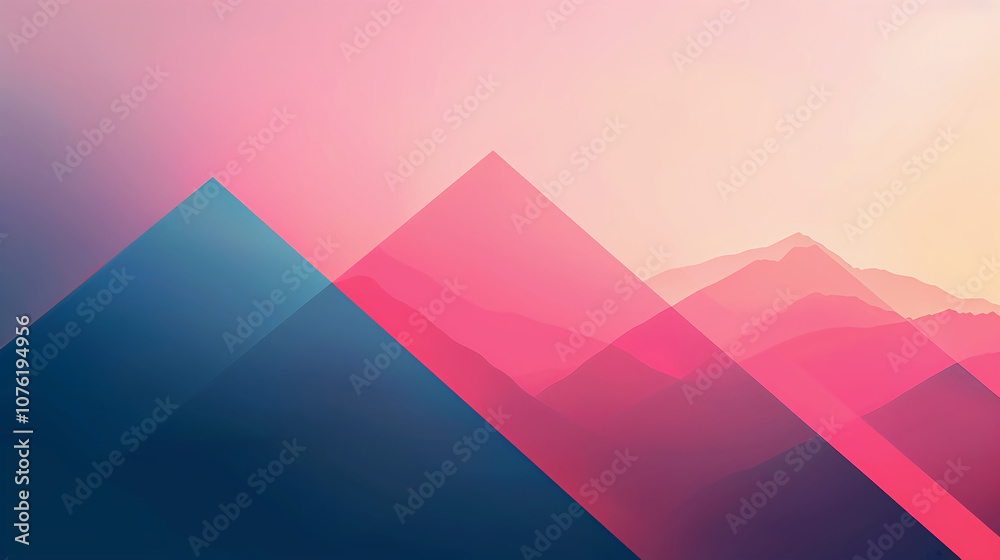 Abstract Mountain Landscape With Geometric Color Shapes

