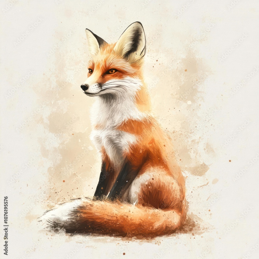 Red fox or vulpes hand drawn book illustration, wild animal sketched picture, AI generated image Red fox or vulpes hand drawn book illustration, wild animal sketched picture, AI generated image