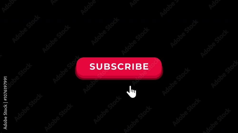 Animated pop up buttons like subscribe share and notification with black and green screen alpha channel