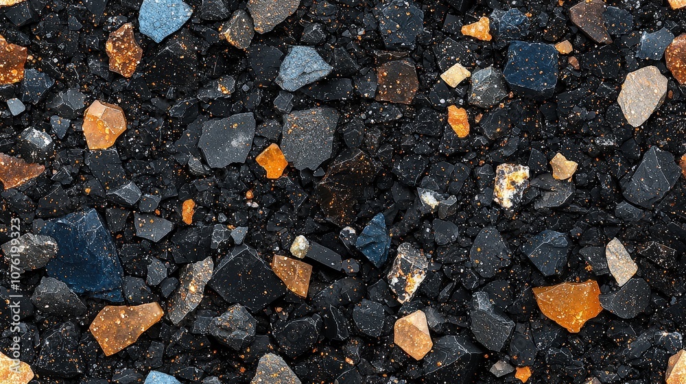Close-up of vibrant multicolored gravel stones on dark background Close-up of vibrant multicolored gravel stones on dark background