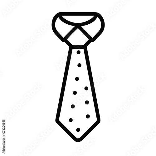 Simple necktie icon vector illustration, Minimalist black and white vector icon of a necktie, representing business attire, professionalism, and formal clothing.
